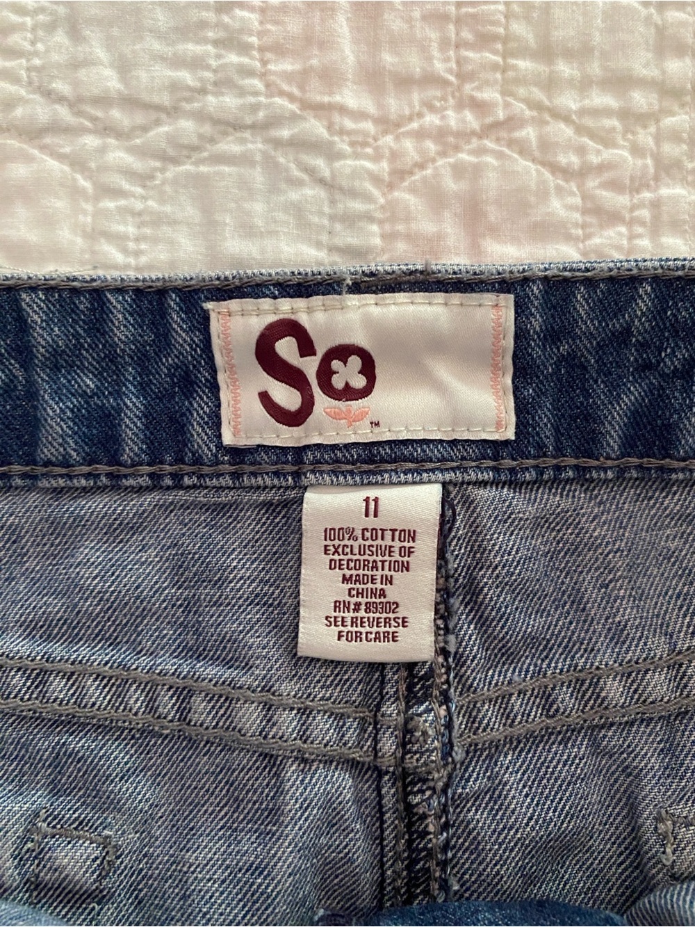 SO - Juniors Size 11 Distressed Denim Mini Skirt - Picture 8 of 11